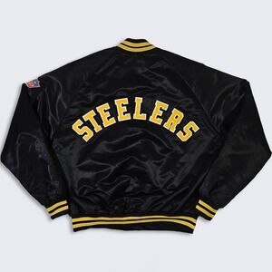 Pittsburgh Steelers Vintage 80s Chalk Line Satin Bomber Jacket